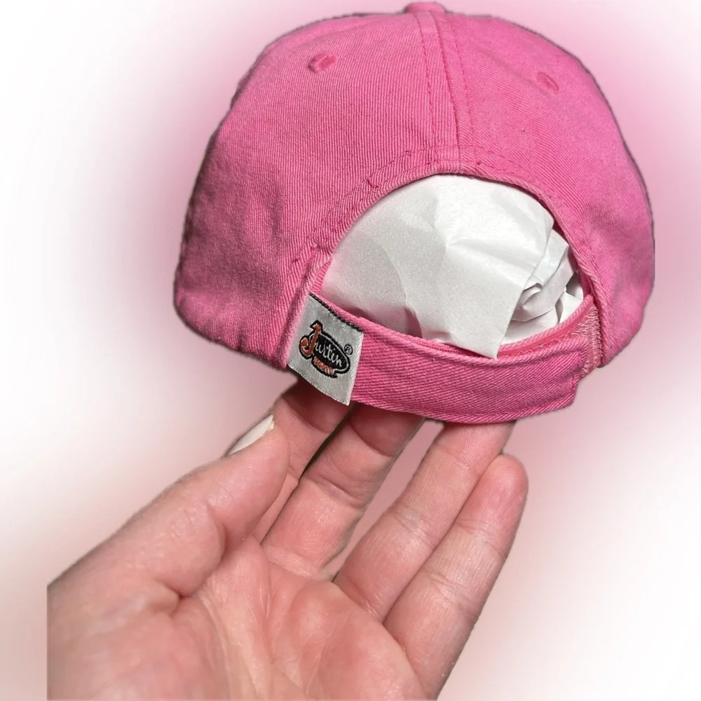 Justin Boots Women's Hot Pink Embellished Bling Rhinestone Cowgirl Ball Cap Hat